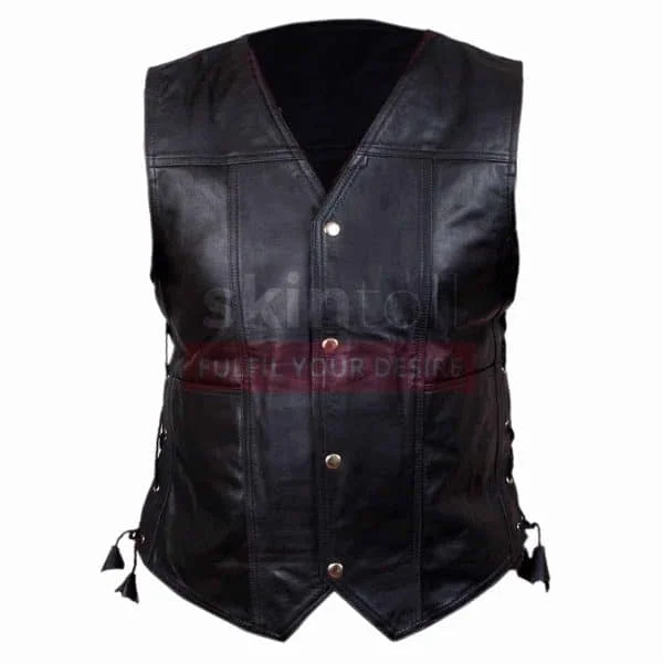 Black Leather Biker Vest for Sale | Mens Leather Vest - Skintoll